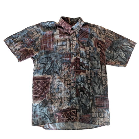 Vintage Patterned Button Up Shirt